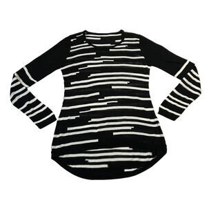 Women's Crewneck Geometric Print Sweater Size S High Low Hem Lightweight Casual